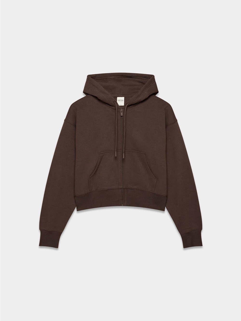 Aritzia Cozy Sweatfleece Boyfriend Boxy Zip Hoodie - MOCHA BROWN